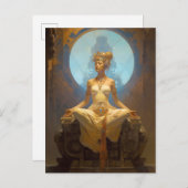 Mystical Woman Meditating Blue Gold Fantasy Art Briefkaart (Voorkant / Achterkant)