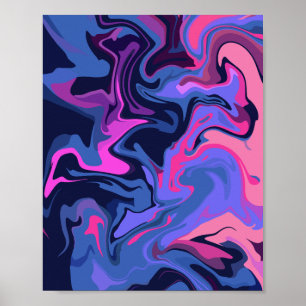 Mystiek Abstract in de kleuren blauw en roze Poster