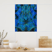 Mystiek Blauw Neon Ocean Kelpie Patroon Poster (Keuken)