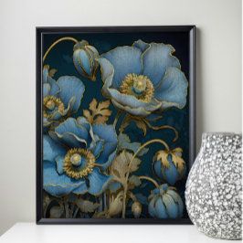 Mystiek Blauw Poppies Decoupage Tissuepapier