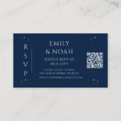 Mystiek Blauw Zilver Begroting QR Code RSVP Informatiekaartje (Voorkant)