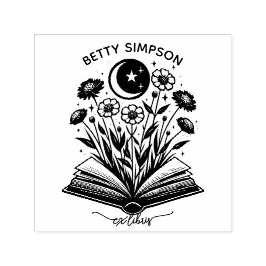 Mystiek boek Custom ex libris stempelhond Zelfinktende Stempel (Design)