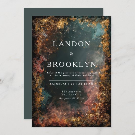 Mystiek Bos bruiloft uitnodiging (Voorkant / Achterkant)