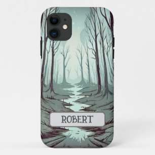 Mystiek bosgebied 's nachts gepersonaliseerd iPhone 11 hoesje