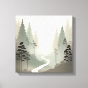 Mystiek bospad in zachte nevel minimalisme canvas afdruk