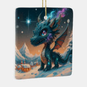 Mystiek Chibi Dragon Winterlandschap Keramisch Ornament (Rechts)