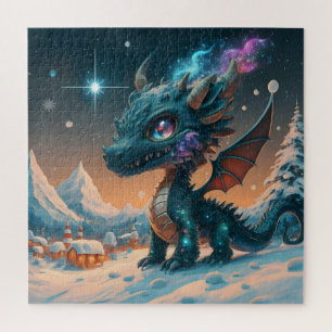 Mystiek Chibi Dragon Winterlandschap Legpuzzel
