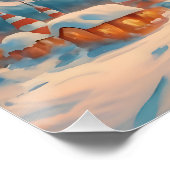 Mystiek Chibi Dragon Winterlandschap Perfect Poster (Hoek)