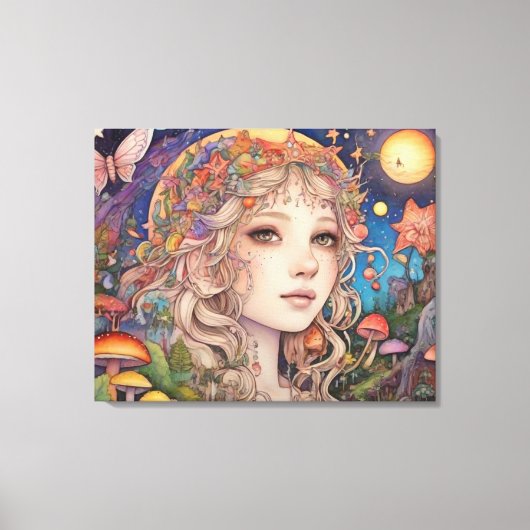 Mystiek Fantasy Meisje - Magisch Canvas Afdruk (Voorkant)