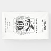 Mystiek gotisch zwart-wit heks tarotontwerp spandoek (Horizontaal)