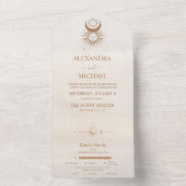 Mystiek Goud Hemelse Sterren Bruiloft All In One Uitnodiging (Binnen)