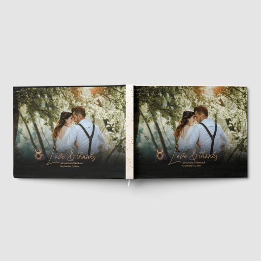 Mystiek Goud Hemelse Sterren Bruiloft Gastenboek (Volledig)