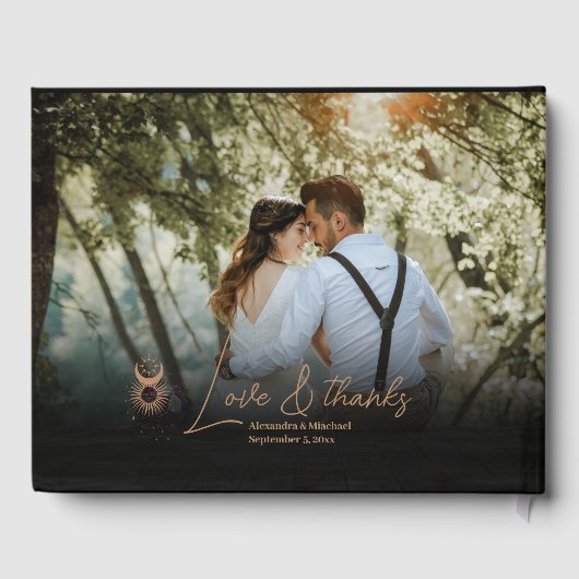 Mystiek Goud Hemelse Sterren Bruiloft Gastenboek (Achterkant)