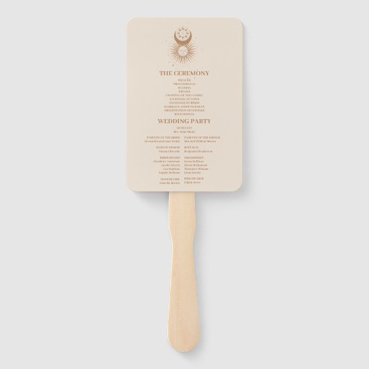 Mystiek Goud Hemelse Sterren Bruiloft Handwaaier (Achterkant)