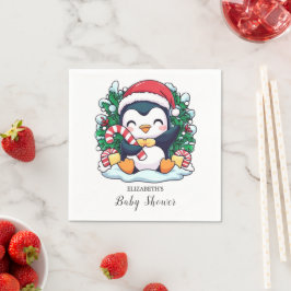Mystiek grillig pinguïn Baby shower Servet