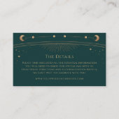 Mystiek Groen Goud Bruiloft Details Zon Maan Ster Informatiekaartje (Voorkant)