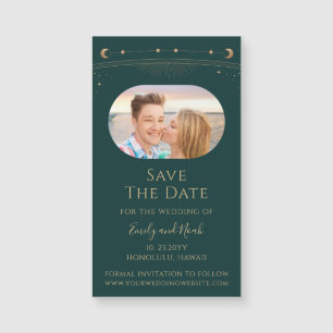 Mystiek Groen Goud Zon Maan Sterren Save The Date