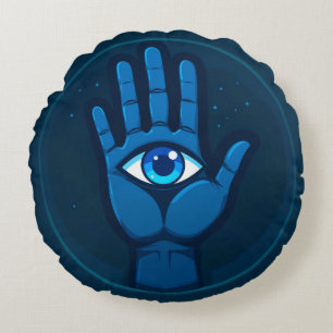Mystiek Hand Met Oog Symbool Rond Kussen