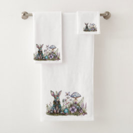Mystiek konijn met paddenstoelen bad handdoek