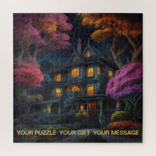 Mystiek landhuis onder sterrenlicht legpuzzel
