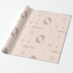 Mystiek Libra-sterrenbeeldpatroon in bruin en bord Cadeaupapier