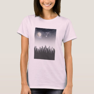 Mystiek maanbos sterrenlandschap nacht t-shirt