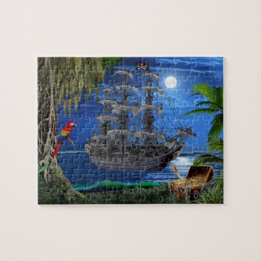 Mystiek Maanlicht Piratenschip Legpuzzel (Horizontaal)