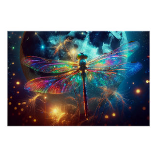 Mystiek maanverlichte libel Poster Perfect Poster