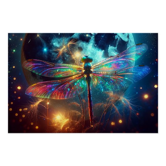 Mystiek maanverlichte libel Poster Perfect Poster (Voorkant)