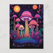 Mystiek Neon Mushroom Forest Briefkaart (Voorkant)