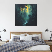 Mystiek Oerwoud bij zonsondergang Canvas Afdruk (Insitu (Slaapkamer))