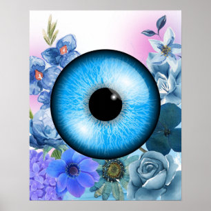 Mystiek Poster met betoverde bloemen en oogbol