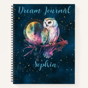 Mystiek Rainbow Owl & Full Moon Celestial Journal Notitieboek