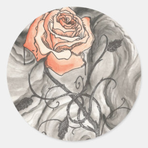 Mystiek Roos in duisternis Ronde Sticker
