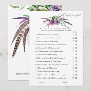 Mystiek Succulent Vrijgezellenfeest Game Kaart