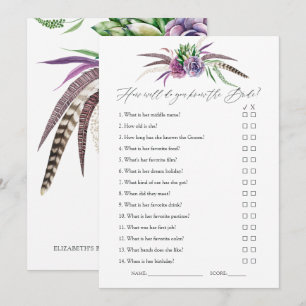 Mystiek Succulent Vrijgezellenfeest Game Kaart