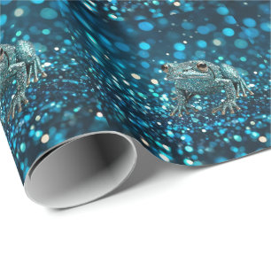 Mystiek van de blauwe dimensionale kikker op Blue Cadeaupapier