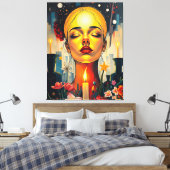 Mystiek Vrouw gezicht Canvas Afdruk (Insitu (Slaapkamer))