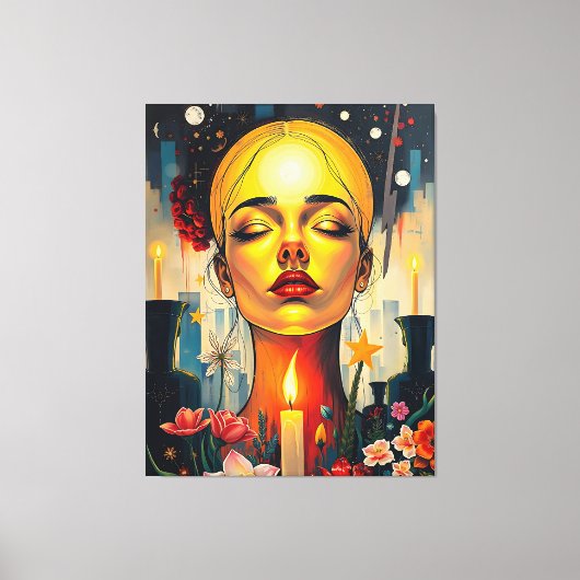 Mystiek Vrouw gezicht Canvas Afdruk (Voorkant)