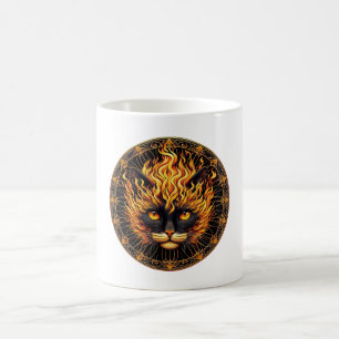 Mystiek vuur kat mandala ontwerp koffiemok