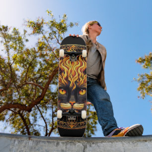 Mystiek vuur kat mandala ontwerp skateboard