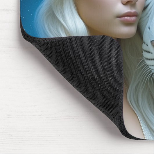 Mystiek Witte Tijger en Vrouw Magisch Muismat (Hoek)