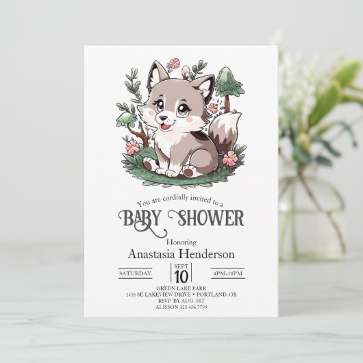 Mystiek Wolf Baby shower Kaart (Staand voorkant)