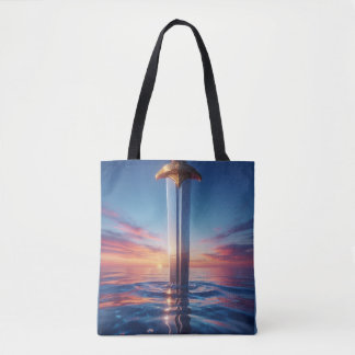 Mystiek Zwaard Wandkunst Bij Zonsondergang Draagtas