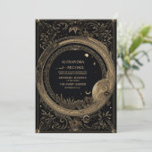 Mystiek Zwart en Goud Tarot Bruiloft Kaart (Staand voorkant)