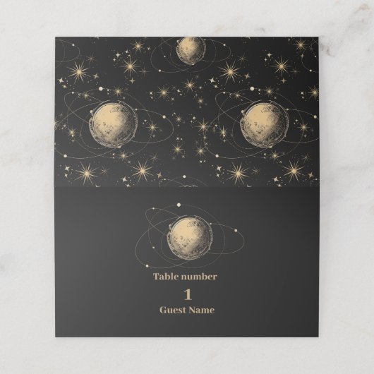 Mystiek Zwart Goud Celestial Galaxy Bruiloft (Buitenkant ongevouwen)