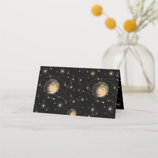 Mystiek Zwart Goud Celestial Galaxy Bruiloft (Achterkant)