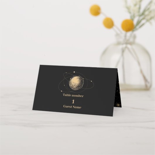 Mystiek Zwart Goud Celestial Galaxy Bruiloft (Voorkant)