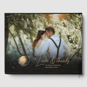 Mystiek Zwart Goud Celestial Galaxy Bruiloft Gastenboek (Achterkant)