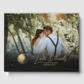 Mystiek Zwart Goud Celestial Galaxy Bruiloft Gastenboek (Voorkant)